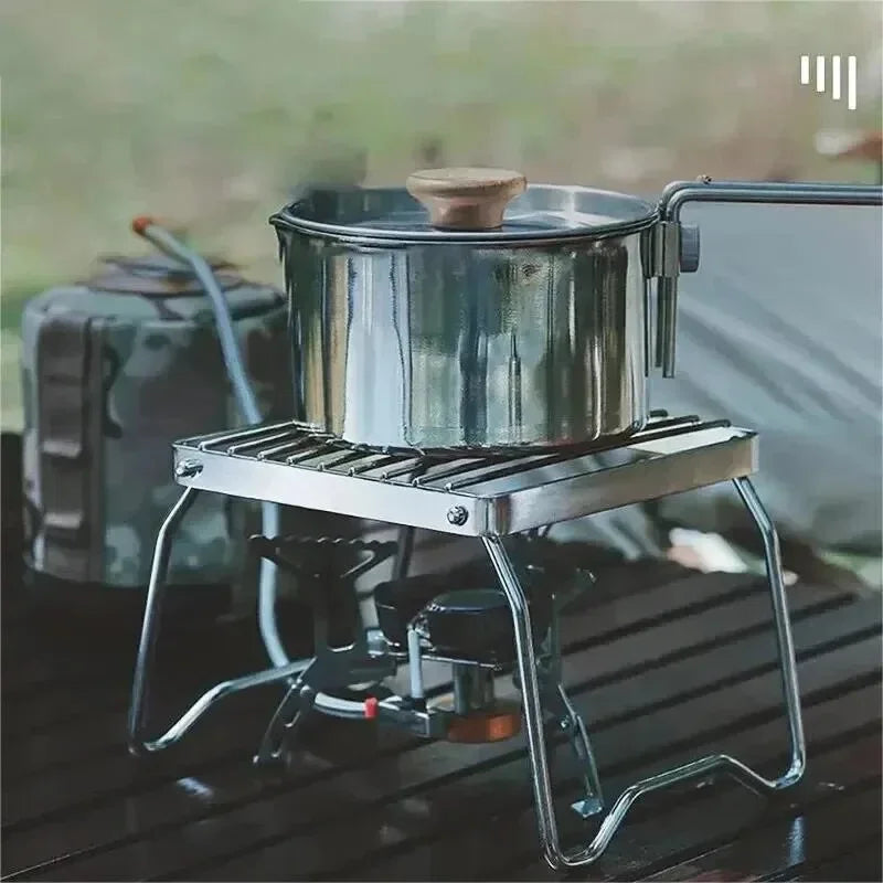 Outdoor Stainless Steel Stove Holder Camping Portable Folding Mini Barbecue Rack Set Pot Holder Baking Tray Holder Main image