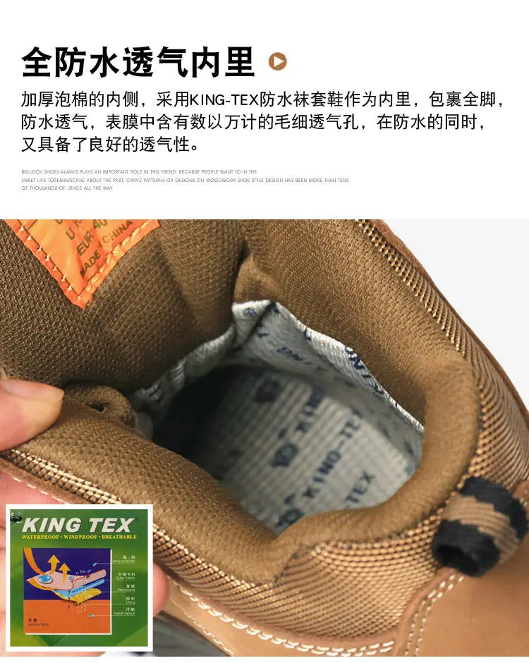 RAN Cow Leather Hiking Boots Men For men Outdoor Sport Walking Sneakers trekking Snow Shoes women Climbing Mountain Hunting boot
