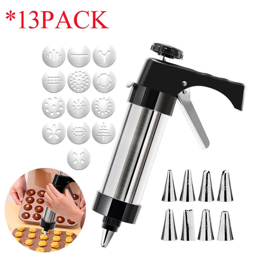Stainless Steel Cookie gun Cake Cream Decorating Gun Cookie Making Machine Nozzles Mold Pastry Syringe Extruder Baking Tools Main image