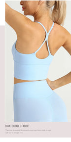 Solid Color Women Gym Yoga Naked Feeling Sexy Cross Back Y shape Sports Bra Fitness Yoga Jogging Workout Sports Women Sling