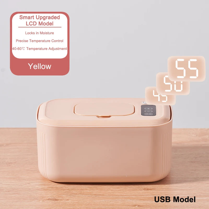 USB Baby Wet Wipe Warmer Electric Tissue Heater Cotton Towel Dispenser Digital Adjustable Temperature Thermostat Napkin Case EU