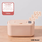 USB Baby Wet Wipe Warmer Electric Tissue Heater Cotton Towel Dispenser Digital Adjustable Temperature Thermostat Napkin Case EU
