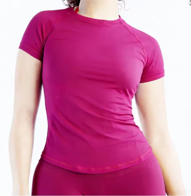 D Logo Women's Running Sports T-shirt Summer Short Sleeve Round Neck Breathable Elastic Fitness Yoga Training Top Short Sleeve