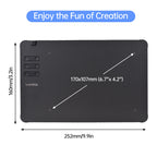 VINSA T1161 Graphics Drawing Tablet Ultra-thin Art Creation Sketch with Battery-free Stylus 8 Pen Nibs 8192 Levels Pressure