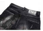 Street Fashion Men's Tight Black Grey Jeans Retro Elastic Slimming Split Style Jeans Men's Retro Designer Brand Jeans Hombre