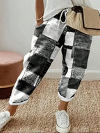 Plus Size 1XL-5XL Women's Fashion Floral Print Straight Elastic Drawstring Pocket Pants Ladise Casual Versatile Pants