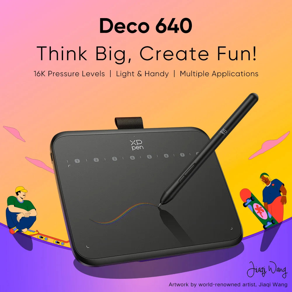 XPPen Deco 640 Graphics Pen Tablet 16384 Pressure Level 60°  Tilt Support 8 shortcut keys for PC Android Game osu