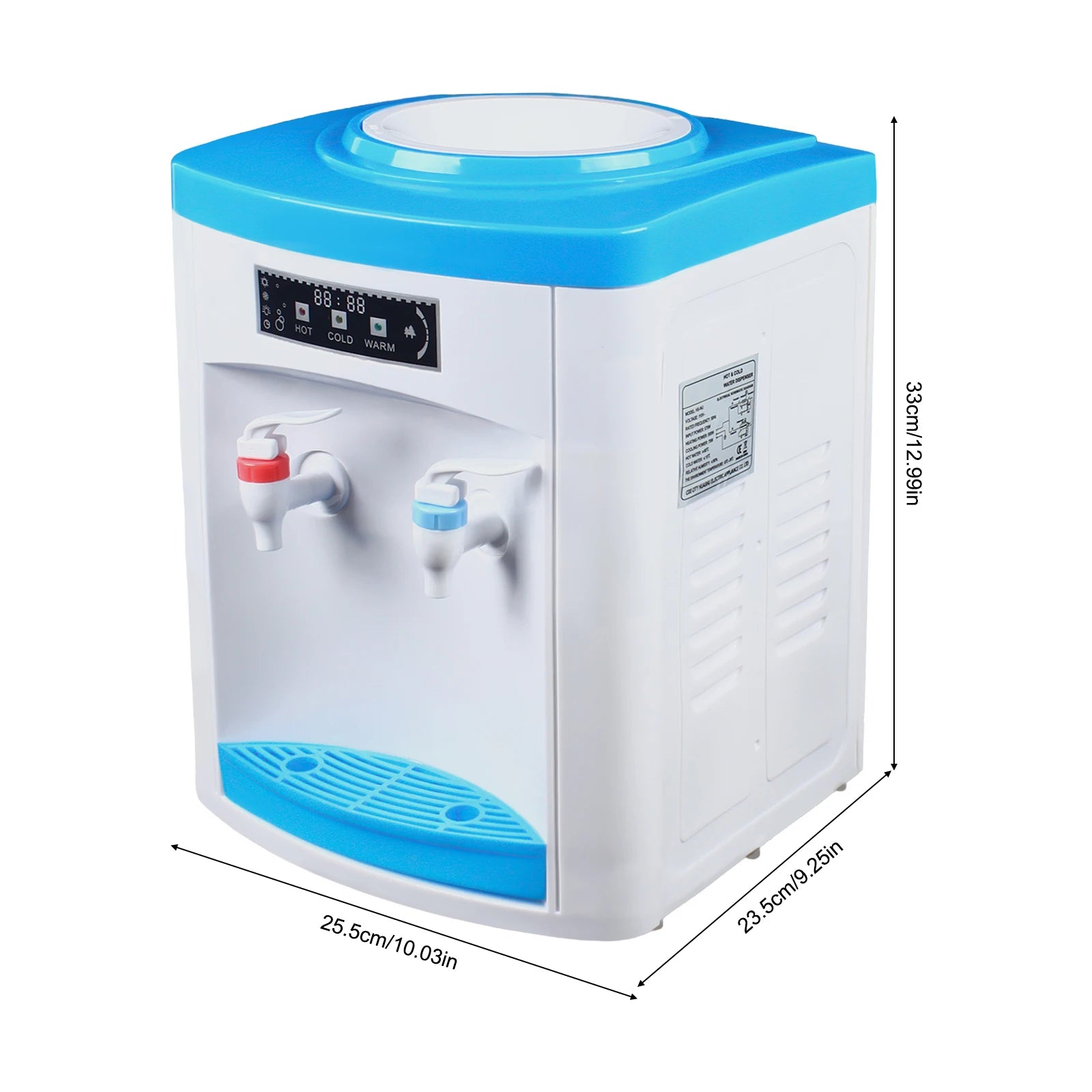 Compact Hot and Cold Water Dispenser, Energy-Saving Desktop Water Cooler Stainless Steel Mini Drinking Station for Office Home