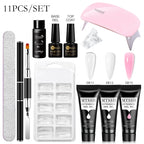 24PCS/Set 20ml Poly Naili Extension Gel  Kit Mini UV Lamp Sealer With Base Top Coat Professional Poly UVNail Gel Kit Starter Kit