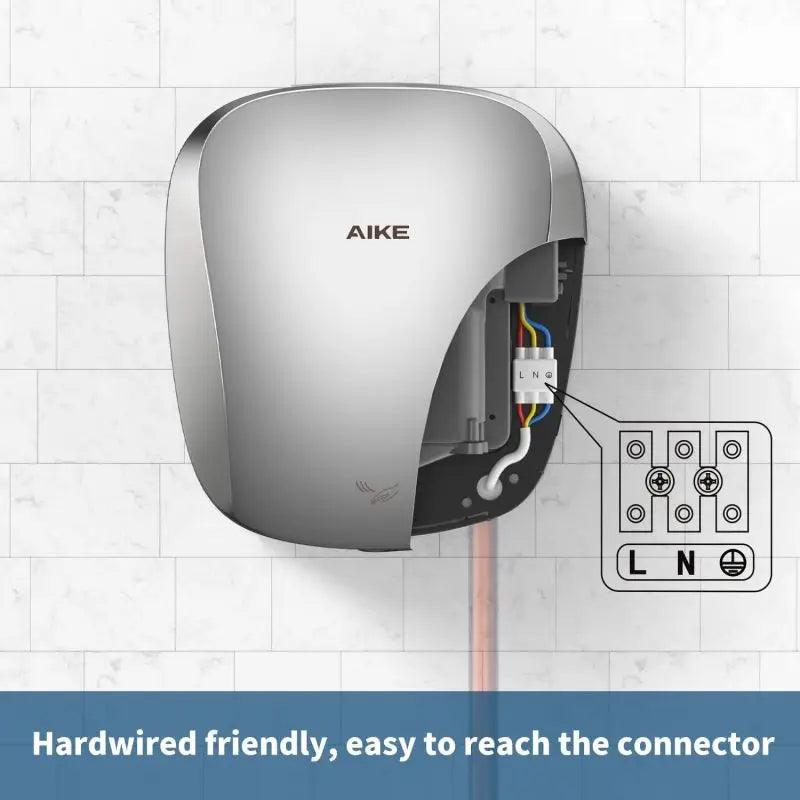 AIKE Air Tank Heavy Duty Automatic Hand Dryer HEPA Filter UL Approved 1450W Brushed Stainless Steel Finish Hand Drying Machine