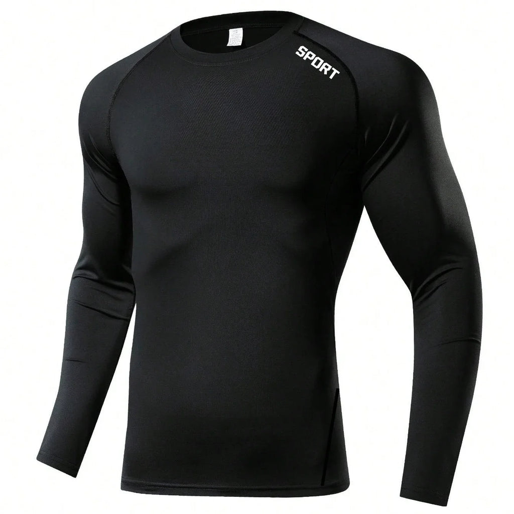 Men's Compression Long Sleeve Shirt Black Fitness T-shirt Male Running  Quick Drying Gym Top Sun Protection Sports Base Layer