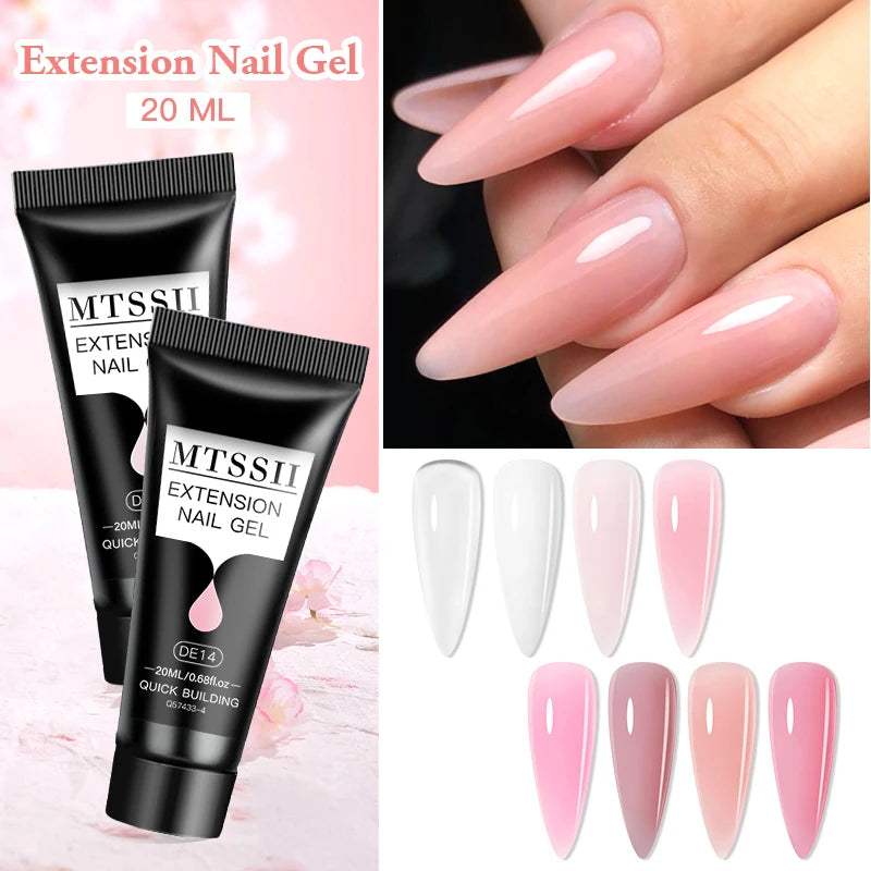 24PCS/Set 20ml Poly Naili Extension Gel  Kit Mini UV Lamp Sealer With Base Top Coat Professional Poly UVNail Gel Kit Starter Kit
