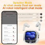 Translation Headphones with Touch Screen Wireless Bluetooth 5.4 Smart  Earphone HiFi Audio High Quality Transparent Case Headset
