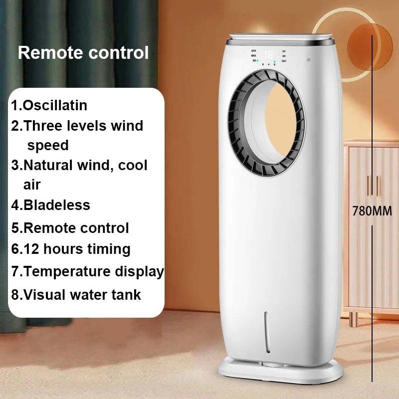 Water-Cooled Air Conditioning Fan Chiller Leafless Electric Refrigeration Cooling Remote Timer Humidifier Conditioner Cooler  EU