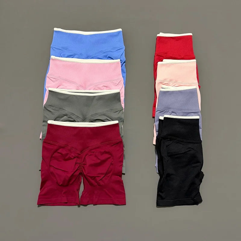Women's Sports Shorts Gym High Waist Scrunch Seamless Yoga Leggings Cycling Shorts Workout Running Fitness Pants