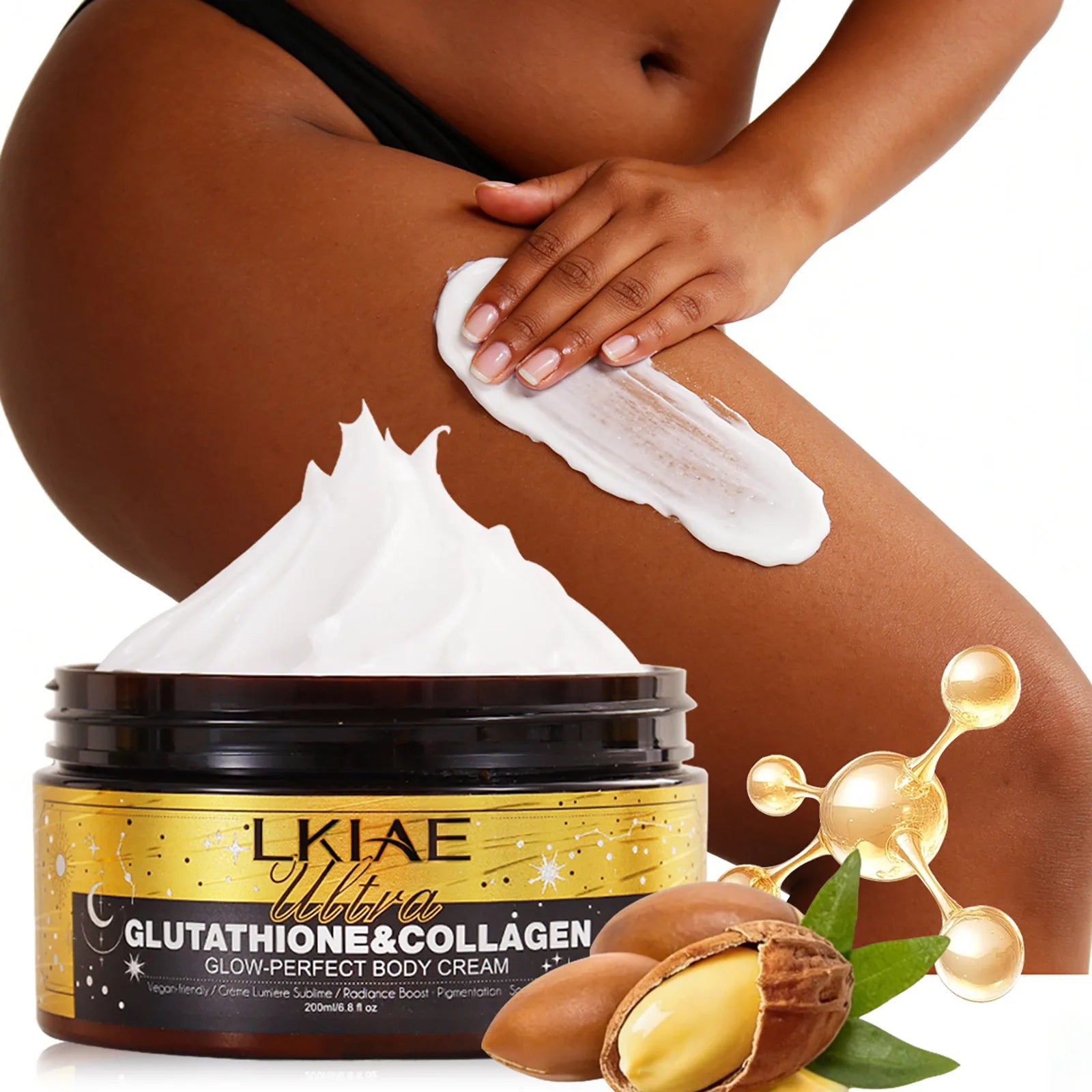 LKIAE Ultra Glutathione Collagen Skin Glowing Body Cream, 24-Hour Intense Hydration, Brightening, Deep Nourish & Glow, 200ml Main image
