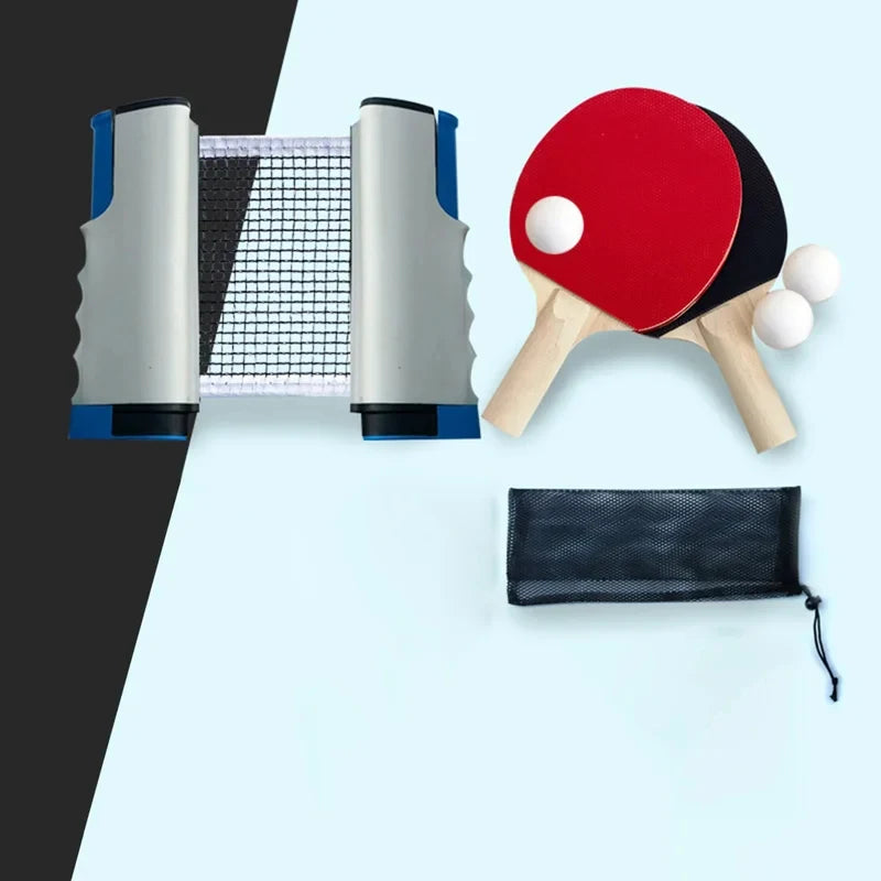 1 Set Ping Pong Paddles Set Retractable Net Exercise Table Tennis Set Rackets Balls for Family Home Gym Player Traveling Sports Secondary image