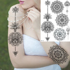 Lotus Henna Mandala Chest Temporary Tattoos For Women Underboob Adult Butterfly Turtle Lion Fake Tattoo Sexy Waterproof Tatoos