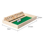 Wooden Shut Box Dice Board Game Classic Tabletop Version With 12 Numbers Pub Style Traditional Family Party Board Game Indoor