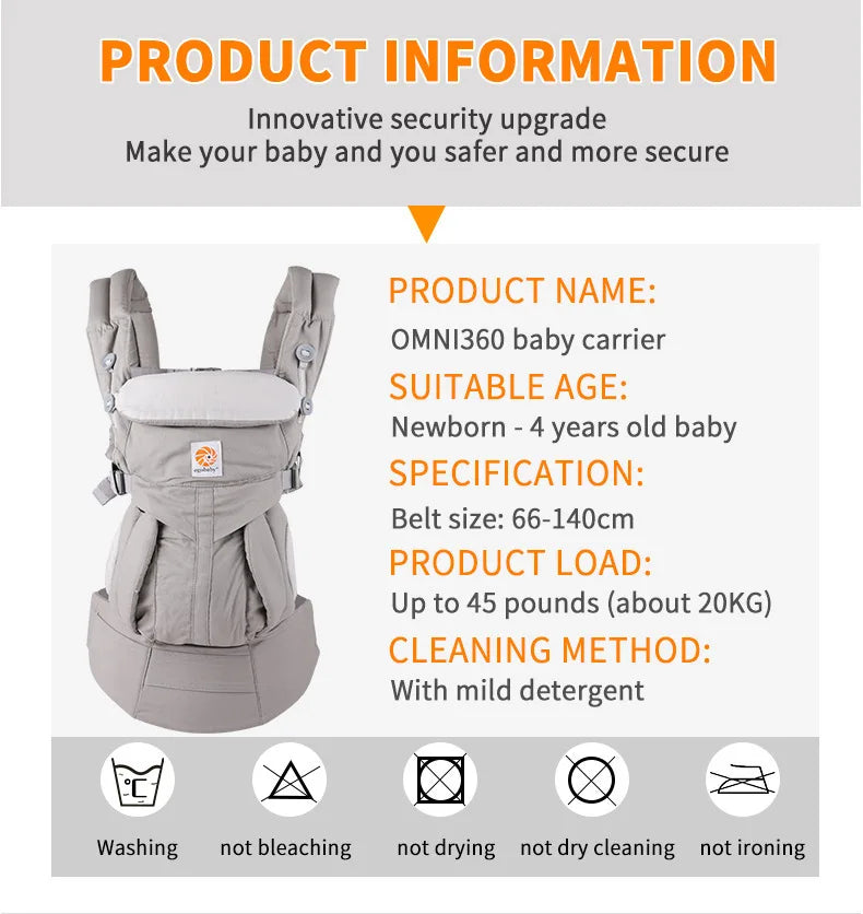Egobaby Omni Breeze Baby Carrier All Carry Positions Breathable Mesh with Enhanced Lumbar Support & Airflow (7-45 Lb)