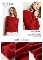 Women Slim O-Neck Pullover Cashmere Wool Blending Sweater Autumn And Winter Long-Sleeved Knit Bottoming Shirt Large Size 2024