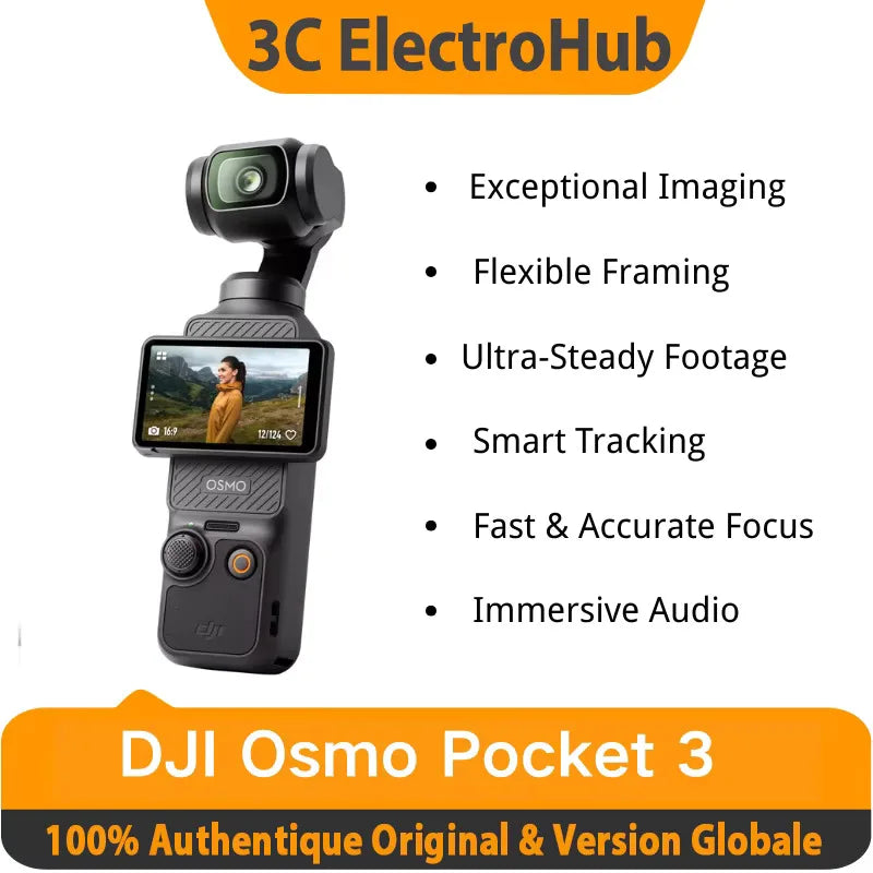 DJI Osmo Pocket 3 Camera 1'' CMOS 4K/120fps Video, 3-Axis Stabilization, 2" Rotatable Touchscreen, Small Video Camera Main image