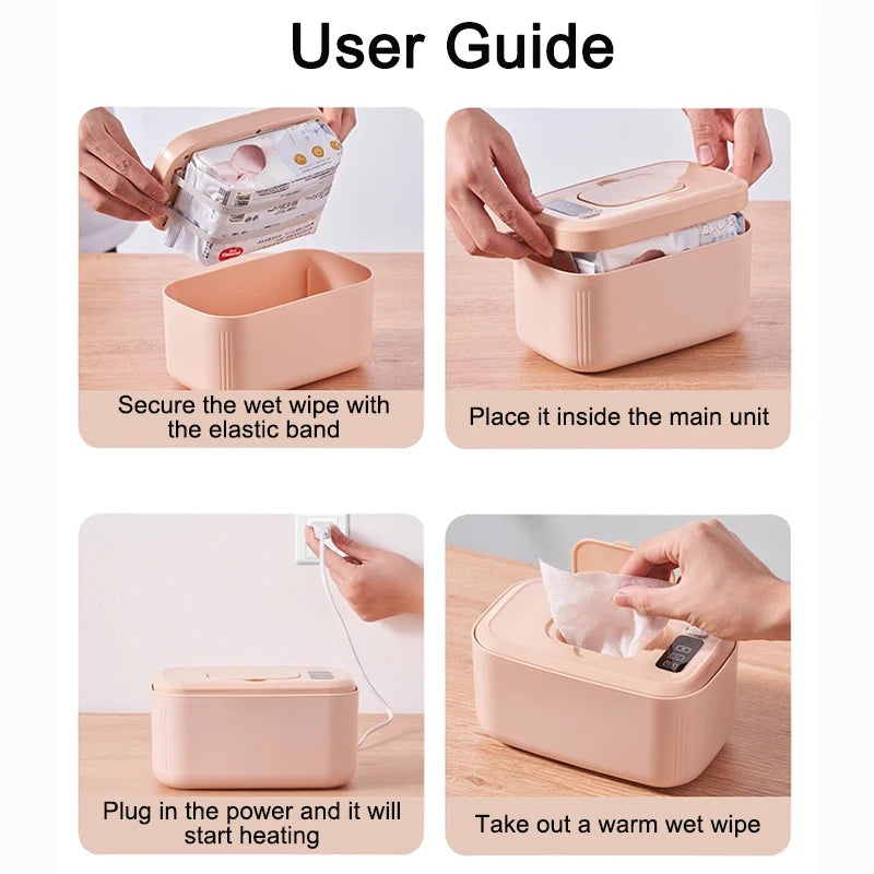 USB Baby Wet Wipe Warmer Electric Tissue Heater Cotton Towel Dispenser Digital Adjustable Temperature Thermostat Napkin Case EU