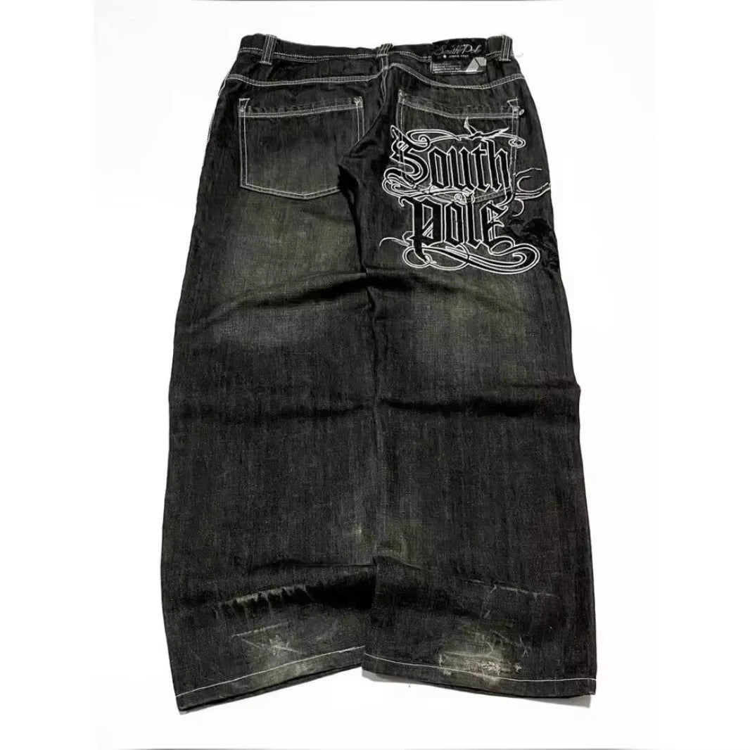 American Y2K Street Trend Letter Embroidered Loose Jeans Men Harajuku New Hip Hop Oversized Wide-leg Pants Unisex Mopping Jeans Main image