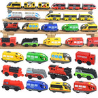 Wooden Locomotive Magnetic Electric Car Train Toys Fit Biro Wooden Diecast Slot Train Track Railway Educational Toys For Kids