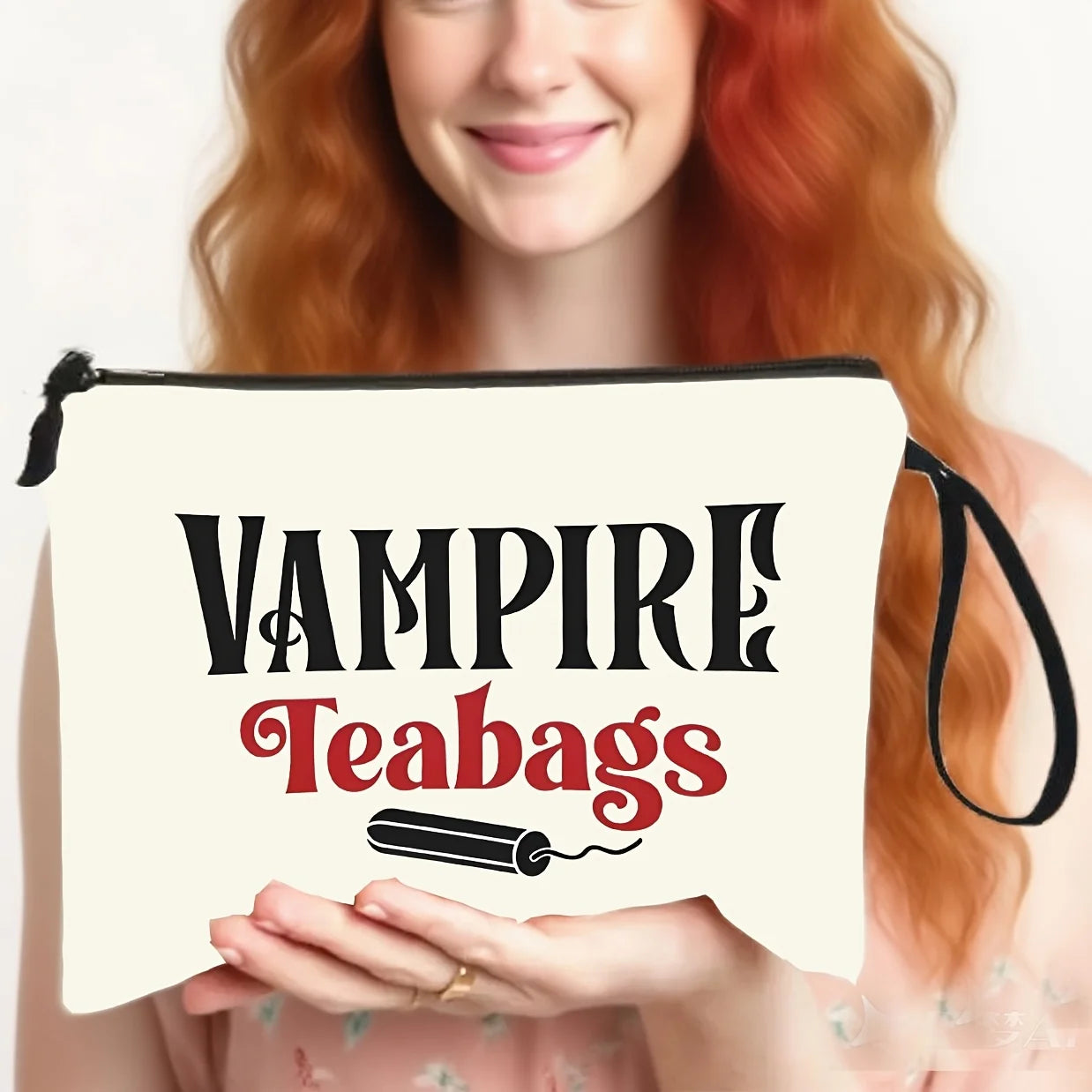 VAMPIRE Teabags Themed Toiletry Bag Menstrual Period Pouch Fashionable Portable Travel Organizer Creative Wristlet Makeup Bags