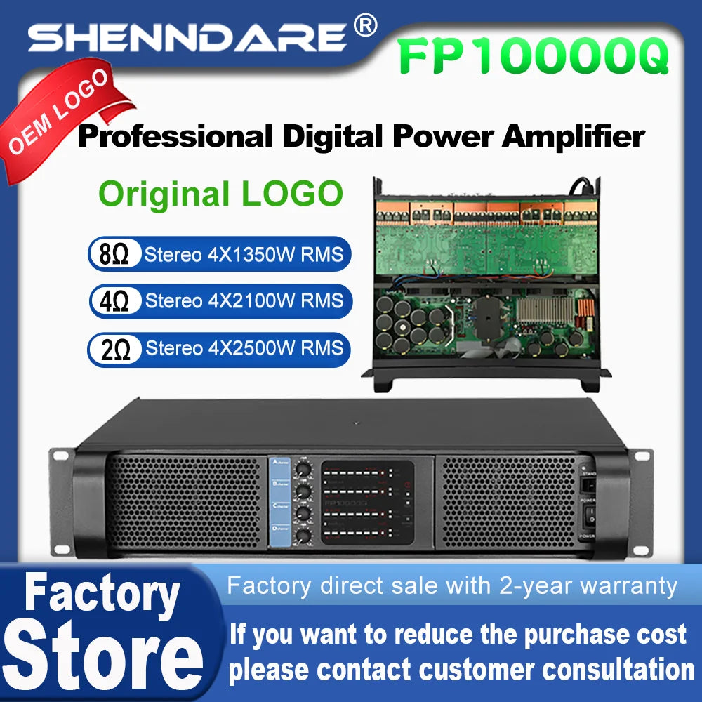 Original LOGO FP10000Q Professional Digital Power Amplifier 4x1350W 10000 Watt FP14000 2X2350W Audio DJ Subwoofer Amplifier Main image