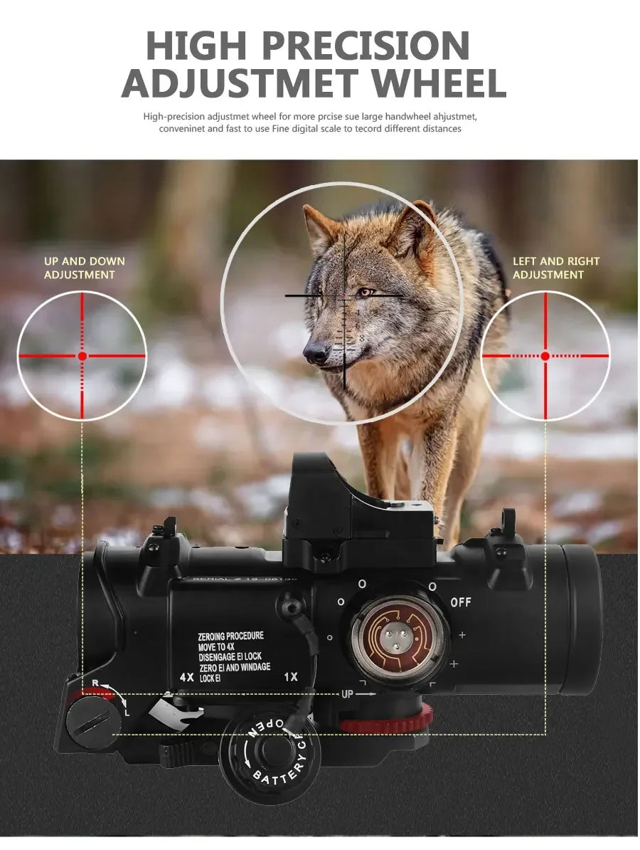 1x-4x Fixed Dual Purpose Scope With Mini Red Dot Scope Red Dot Sight Hunting Scopes