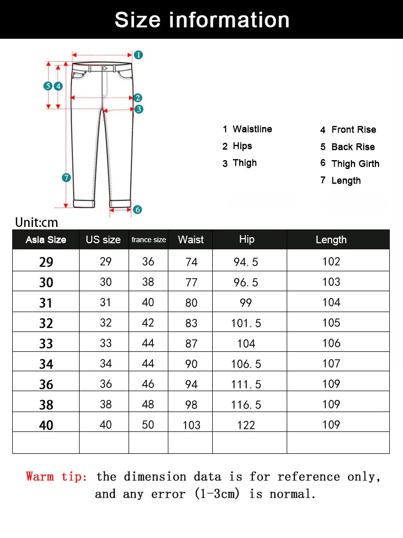 Wthinlee New Business Men's Jeans Casual Straight Stretch Fashion Classic Blue Black Work Pant Denim Trousers Male  Clothing
