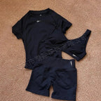 Women's Yoga Three-Piece Set, Running and Fitness Apparel