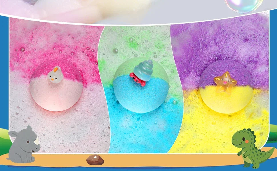 Children’s  Bath Bombs Set Bath Gift with Hidden Toys Safe Ocean Bubble Bath Perfect for Sensory Play Bathtime Fun