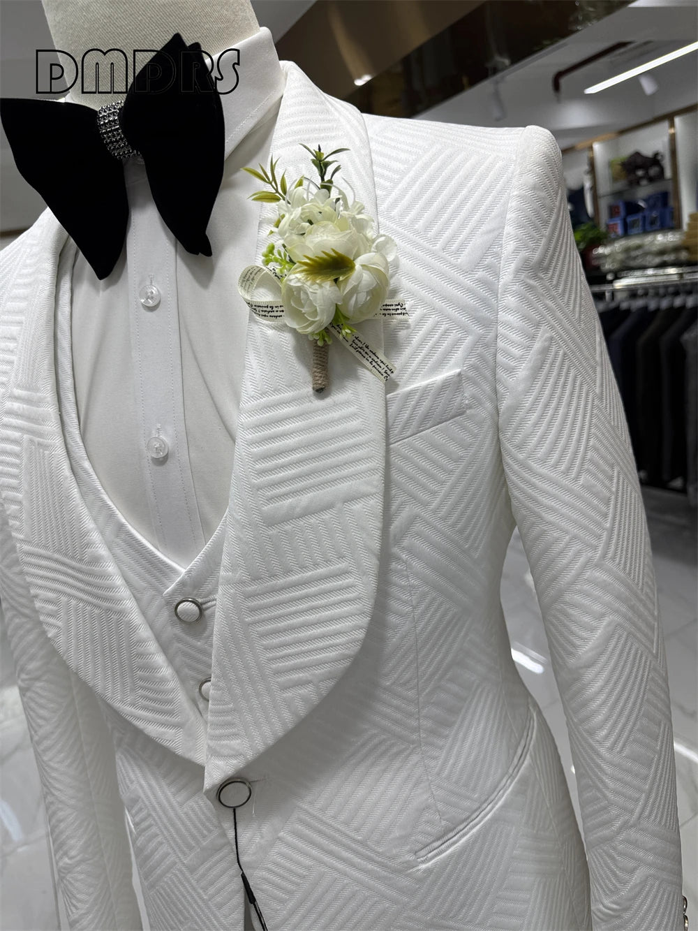 24H Ship High Quality Wedding Suit Set for Groom 3 Pieces Men's Fashion Suits One Button Shawl Neck Blazer Jacket Vest Pants Main image
