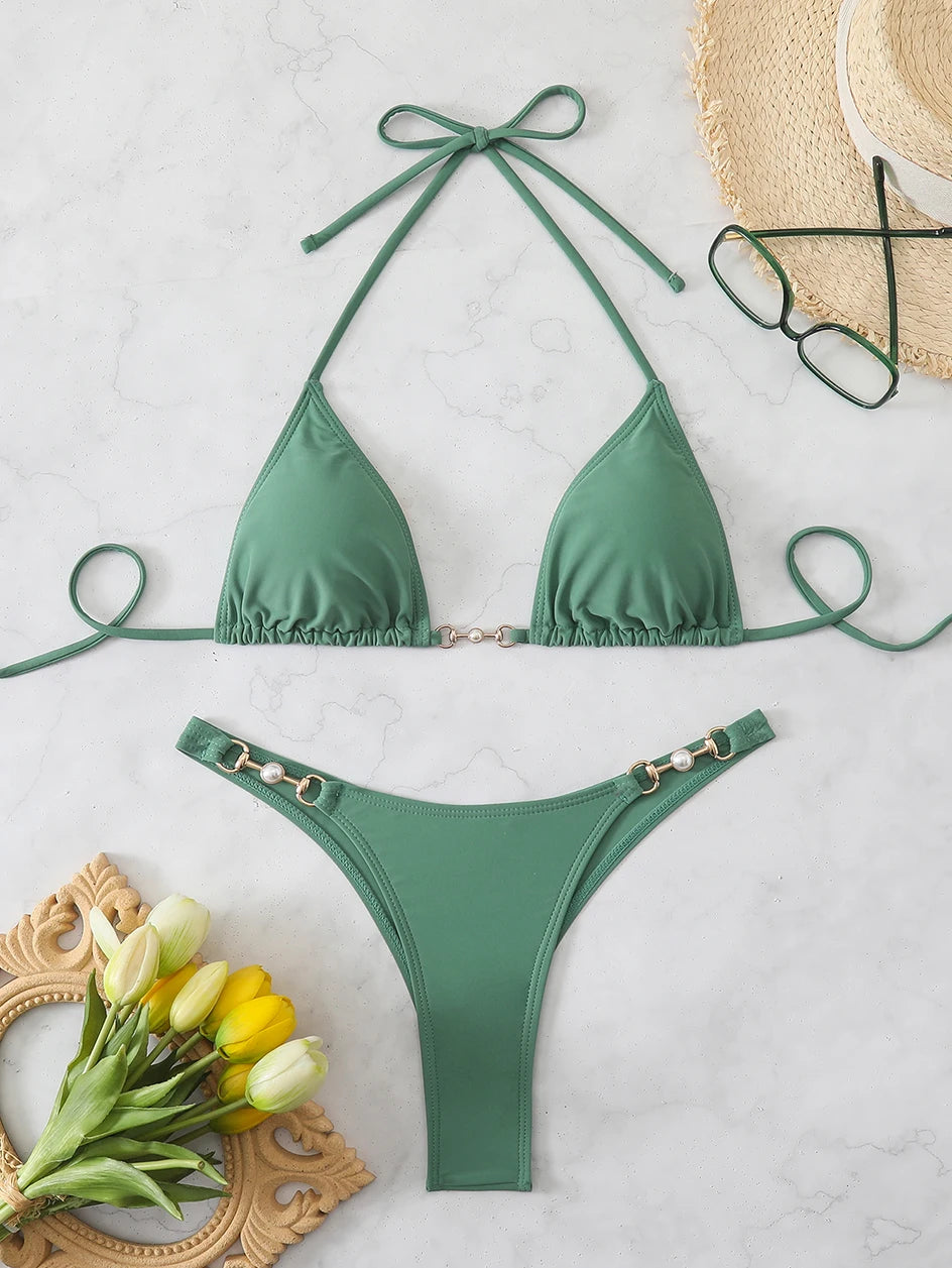 Sexy Micro Bikini 2026 Woman Chain Swimsuit Women Swimwear Thong Bikinis Set Brazilian Two-piece Bathing Suit Beach Wear Bather