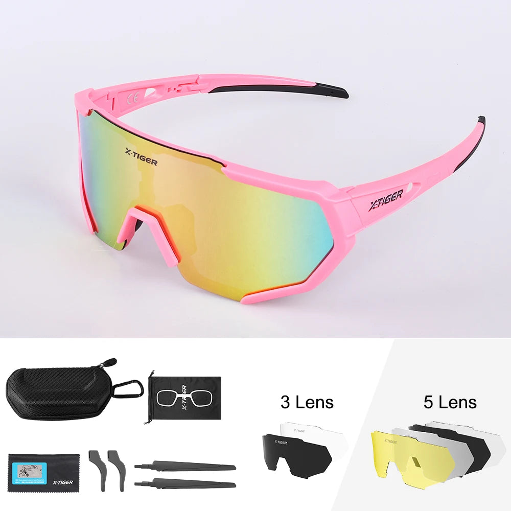 X-TIGER Cycling Glasses Polarized Glasses Bike Eyewear Sports Men's Photochromic Sunglasses MTB Road Bicycle Goggles 3/5 Lens