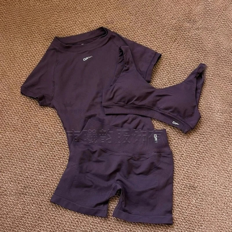 Women's Yoga Three-Piece Set, Running and Fitness Apparel