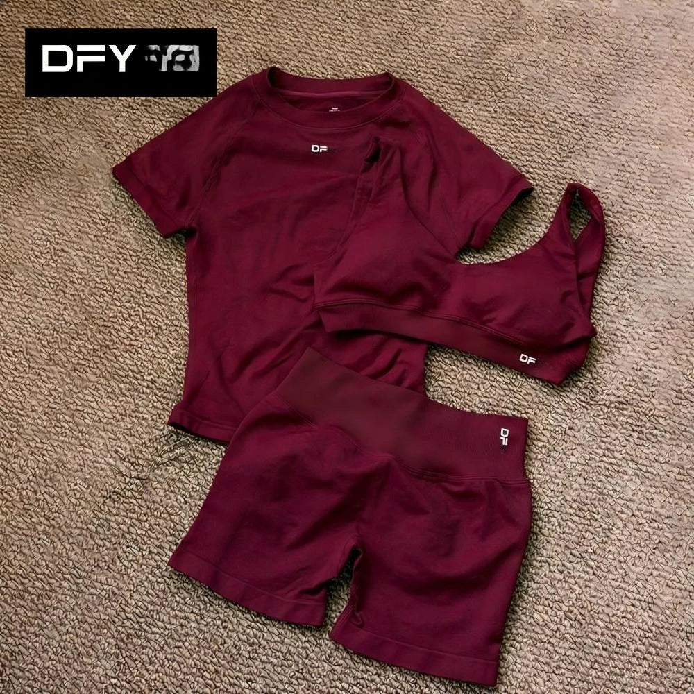 Women's Yoga Three-Piece Set, Running and Fitness Apparel