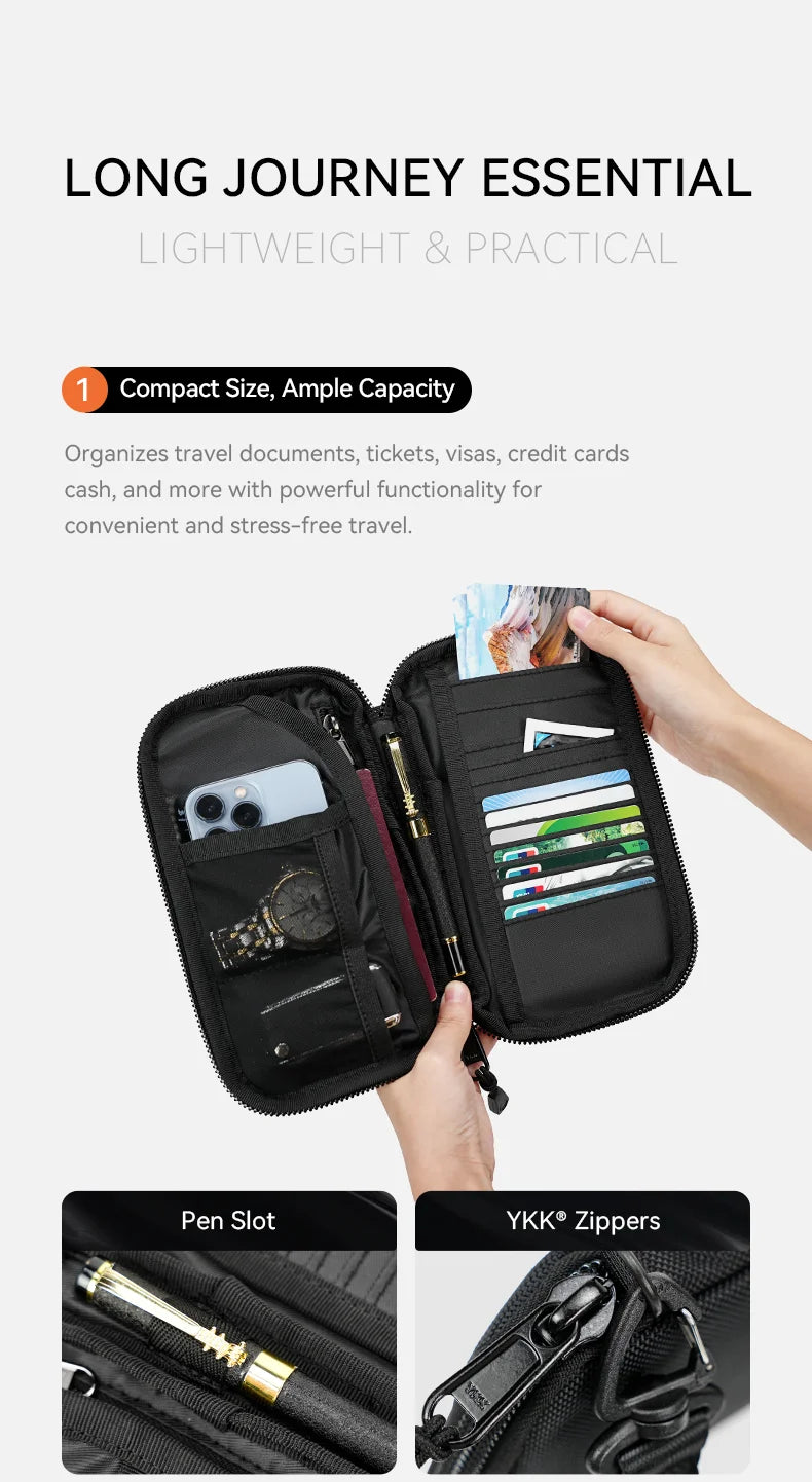 ReeYee N12 Passport Holder Wallet, Travel Organizer for Cards Tickets, Water-Resistant Scratch-Resistant Essential Wallet Pouch