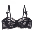 MOYISU Summer Lingerie Set Sheer French Lace Minimiser Bra Briefs Ultra Thin Sexy Women's Underwear Big Bust Sexy Tushy & Panty