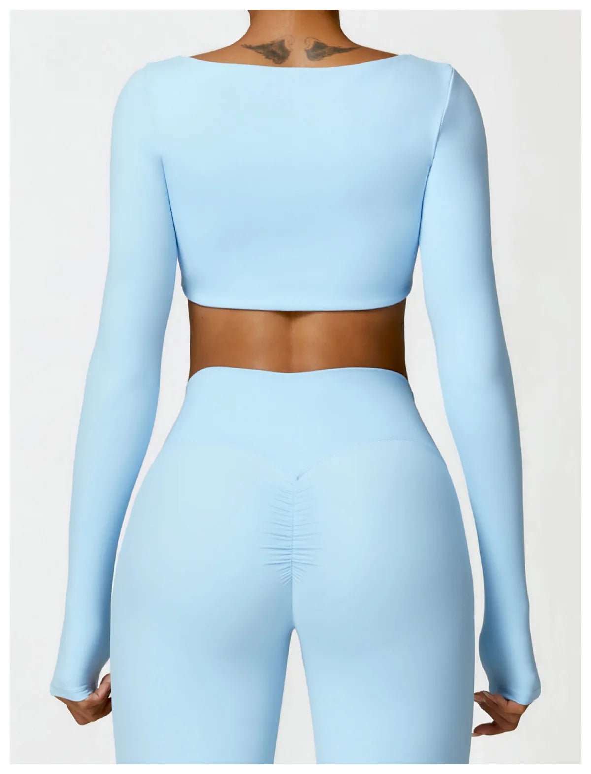 Hearuisavy Summer Casual Quick Dry Sportswear Women Square Neck Gym Top Women Fitness Sports Crop Top Long Sleeve Yoga Clothing