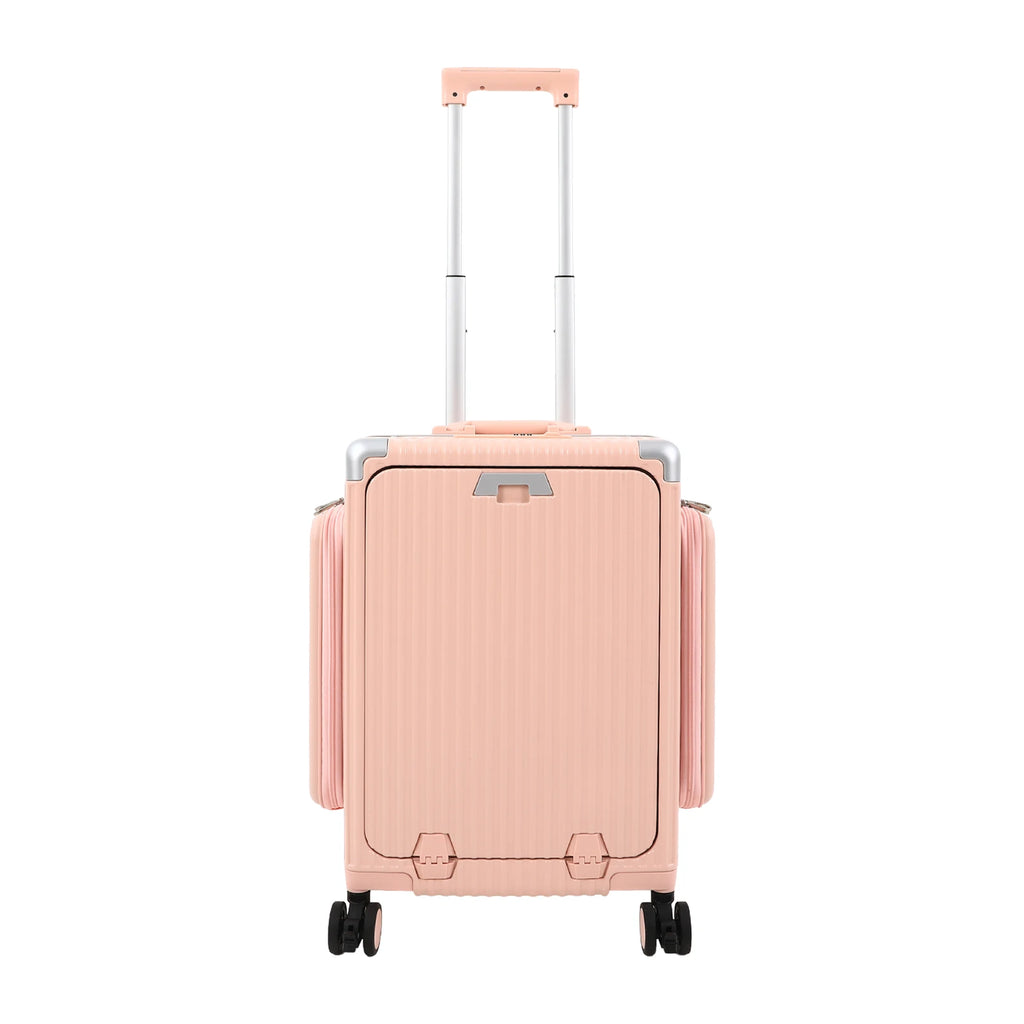Modern 20in PC Luggage Suitcase Aluminum Alloy Hard Shell Travel Suitcase with 4 Wheels 3-open Structure for Trips