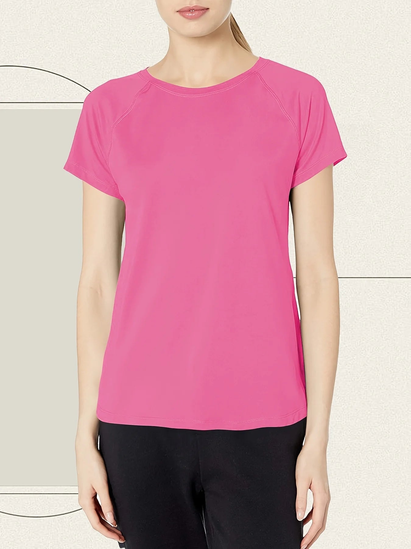 Women’s  Quick Dry Short Sleeve Resilience Gym Sports Moisture Wicking Round Neck T-Shirt Training Exercise Gym Sport Shirt