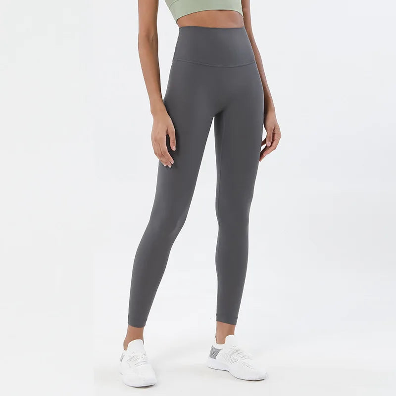 SOISOU Nylon Yoga Pants Gym Leggings Women Girl Fitness Soft Tights High Waist Elastic Breathable No T Line Sports Pants