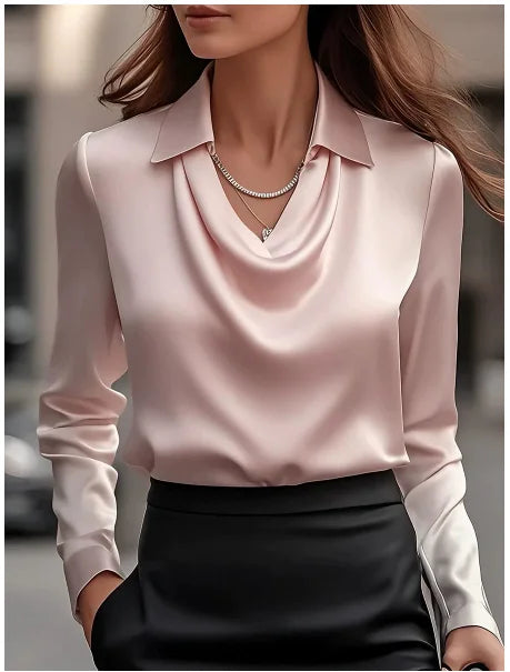 Women Fashion Solid Color Shirt Collar Blouse Tops 2025 Spring Autumn Casual Long Sleeve Office Shirt Elegant Top Female