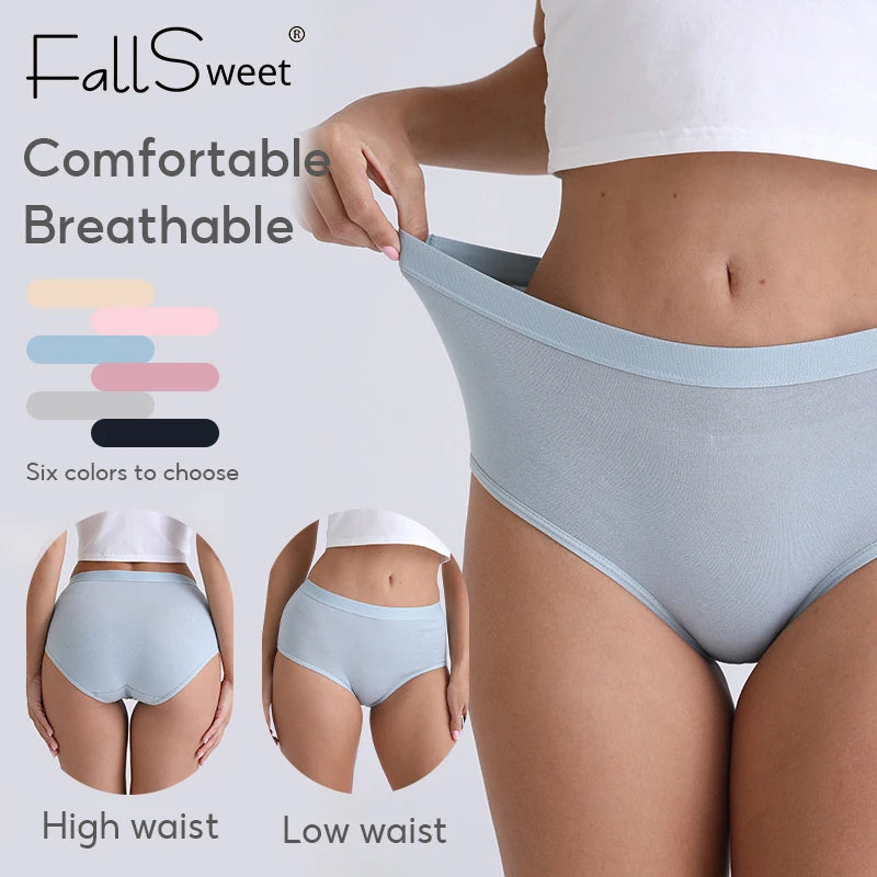FallSweet 5PCS/set Women’s Cotton Panties Seamless Plus Size Briefs Solid Underwear Soft Breathable Underpants Female Lingerie Secondary image