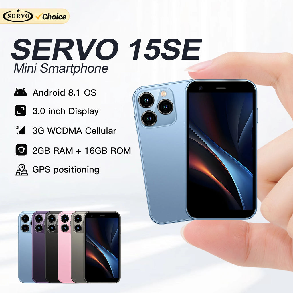 SERVO 15SE Super Mini Smartphone Android System 2GB+16GB Play Store Wifi Dual SIM 3.0" Small Pocket Cheap Smart Phones 3G WCDMA