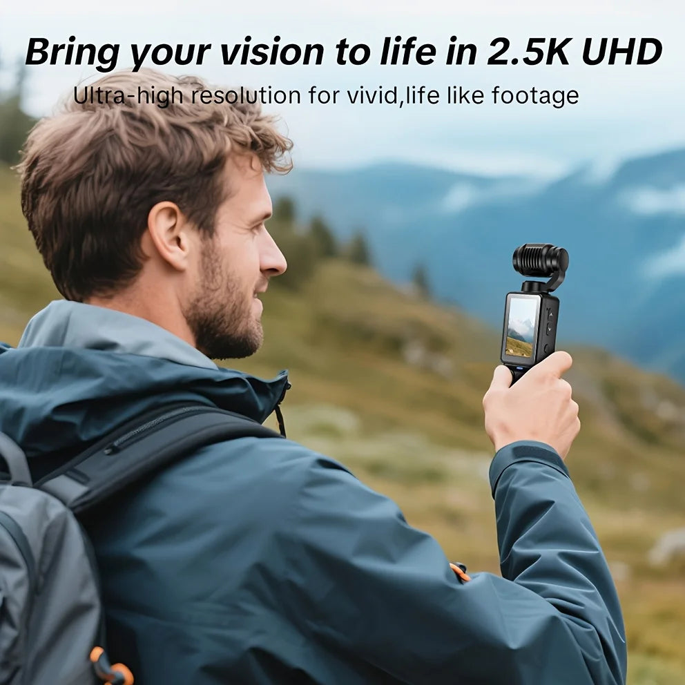W&O 4K HD Action Camera, 1.9'' CMOS Sensor, 180° Rotatable, USB Rechargeable, Handheld Sports Vlog Camera for Daily Recording Secondary image